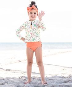 img 3 attached to 👶 RuffleButts Baby Girls/Toddler Girls Long Sleeve Rash Guard Swimsuit Set with UPF 50+ Sun Protection and Zipper Closure