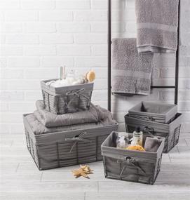 img 1 attached to DII Vintage Gray Farmhouse Chicken Wire Storage Baskets with Liner - Set of 5 (Assorted Sizes)