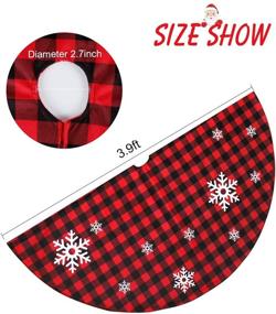 img 2 attached to 🎄 48 Inch Red and Black Buffalo Plaid Christmas Tree Skirt with White Snowflake Print - Double Layered Holiday Christmas Decorations by QIFU