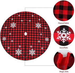 img 3 attached to 🎄 48 Inch Red and Black Buffalo Plaid Christmas Tree Skirt with White Snowflake Print - Double Layered Holiday Christmas Decorations by QIFU