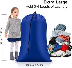 img 3 attached to FreDorm Extra Large Laundry Bags 2 Pack: Heavy Duty XL Organizers for Travel & College Dorm with Drawstring Closure - Blue, 28 x 48 Inches