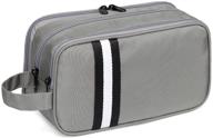 waterproof travel toiletry bag, vaschy large kit case for makeup, cosmetics, shaving with separate compartments in gray logo