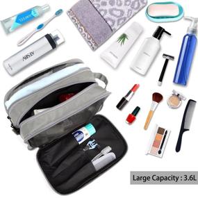 img 1 attached to Waterproof Travel Toiletry Bag, VASCHY Large Kit Case for Makeup, Cosmetics, Shaving with Separate Compartments in Gray