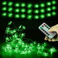 🍀 fpvera led string lights: 14.7ft 45leds lucky four-leaf clover - battery operated with remote control - green fairy lighting shamrock for indoor/outdoor décor логотип