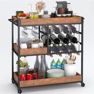🍷 versatile industrial kitchen bar cart: 3-tier storage shelves, portable with wheels for home, wine/liquor/tea/beverage serving logo