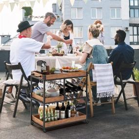 img 3 attached to 🍷 Versatile Industrial Kitchen Bar Cart: 3-Tier Storage Shelves, Portable with Wheels for Home, Wine/Liquor/Tea/Beverage Serving