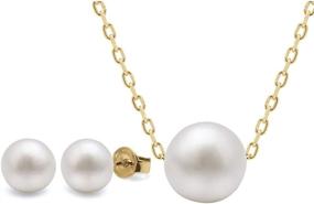 img 4 attached to 💎 Genuine Swarovski Crystal Pearls: AURA Crystal Pearl Pendant Necklace and Stud Earring Jewelry Set
