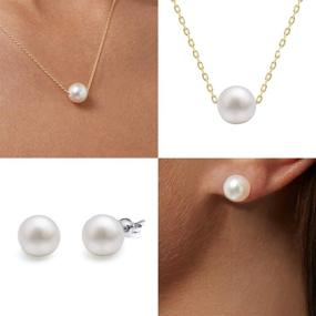 img 2 attached to 💎 Genuine Swarovski Crystal Pearls: AURA Crystal Pearl Pendant Necklace and Stud Earring Jewelry Set