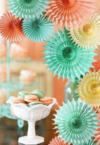 img 2 attached to 🎉 Mint Peach Party Decorations: 7pcs Tissue Paper Fan Flower Set for Baby Showers, Weddings, and Bachelorette Parties