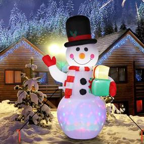 img 3 attached to 🏻 Elevate Your Christmas Spirit with EWUY 6 FT Blow Up Snowman Inflatable - Outdoor Xmas Yard Decorations with Rotating LED Lights