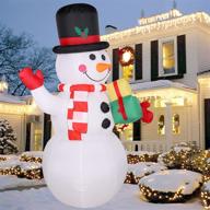 🏻 elevate your christmas spirit with ewuy 6 ft blow up snowman inflatable - outdoor xmas yard decorations with rotating led lights logo