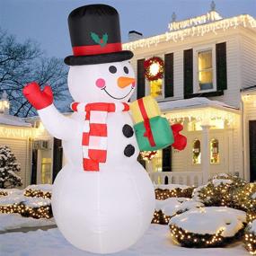 img 4 attached to 🏻 Elevate Your Christmas Spirit with EWUY 6 FT Blow Up Snowman Inflatable - Outdoor Xmas Yard Decorations with Rotating LED Lights