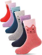 🧦 moggei kids wool warm socks - toddlers girls boys winter hiking thick thermal heavy boot cozy crew child gift socks - pack of 6 pairs logo