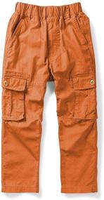 img 1 attached to 👖 Comfortable and Versatile Elastic Waistband Cotton Pants for Boys - Multi Pockets, 150CM, 12-13 Years