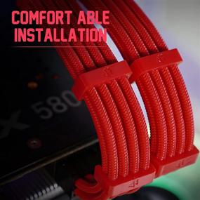 img 1 attached to Набор "Asiahorse Red PC Cable-Combs" для кабелей питания и расширительных кабелей - включает 4 шт. кабеля питания материнской платы 24-Pin (12+12), 12 шт. кабелей для графической карты 8-Pin (4+4) и 8 шт. кабелей для графической карты 6-Pin (3+3).