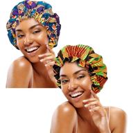 🌙 retro patterned african silky adjustable sleep bonnet for curly hair - 2 pack logo