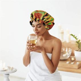 img 1 attached to 🌙 Retro Patterned African Silky Adjustable Sleep Bonnet for Curly Hair - 2 Pack