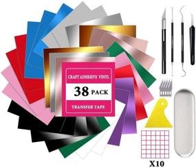 img 4 attached to Craft Set: 28 Permanent Adhesive Vinyl Sheets 12''x12'' + 10 Clear Vinyl Transfer Tape + 5 Weeding Tools | Removable Adhesive Vinyl Bundle for Cricut Silhouette Cameo | Ideal for Decals, Signs, and Decoration Projects