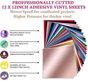 img 3 attached to Craft Set: 28 Permanent Adhesive Vinyl Sheets 12''x12'' + 10 Clear Vinyl Transfer Tape + 5 Weeding Tools | Removable Adhesive Vinyl Bundle for Cricut Silhouette Cameo | Ideal for Decals, Signs, and Decoration Projects