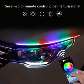 img 2 attached to 🚗 CoCsmart Flexible Car LED Strip Light: 2 Pcs 24 Inches RGB Multi Color Daytime Running Lights - Waterproof, Neon Turn Signal Lights for Car Headlight Surface, DRL Switchback Light