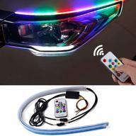 🚗 cocsmart flexible car led strip light: 2 pcs 24 inches rgb multi color daytime running lights - waterproof, neon turn signal lights for car headlight surface, drl switchback light logo