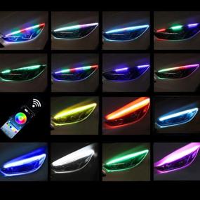 img 1 attached to 🚗 CoCsmart Flexible Car LED Strip Light: 2 Pcs 24 Inches RGB Multi Color Daytime Running Lights - Waterproof, Neon Turn Signal Lights for Car Headlight Surface, DRL Switchback Light