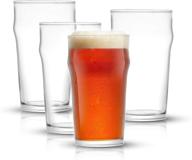 joyjolt grant pint glasses set of 4 - 1.2 pint capacity - traditional pub style drinking glasses - oversized beer glasses set for guinness, stout & craft beers! logo