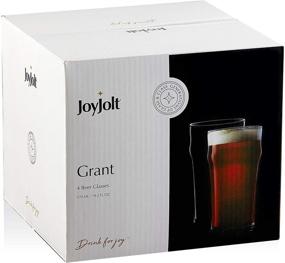 img 1 attached to JoyJolt Grant Pint Glasses Set of 4 - 1.2 Pint Capacity - Traditional Pub Style Drinking Glasses - Oversized Beer Glasses Set for Guinness, Stout & Craft Beers!