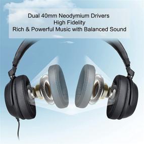 img 1 attached to 🎧 SIMOLIO Удлиненные наушники с кабелем для телевизора и ПК с регулировкой громкости и микрофоном, 21,6 фута / 6,6 метра кабеля с зажимом, аудио-кабель RCA & 3,5 мм AUX, складные проводные наушники над ухом для телевизора, SM-906TV