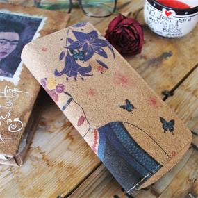 img 2 attached to 🦋 Frida Kahlo Vegan Cork Women's Wristlet Wallet - Butterflies & Flowers Retro Mexican Art, Room for Credit Card, Coins, Keychain, & Cellphone - Purple Carteras Bolsas de Mujer