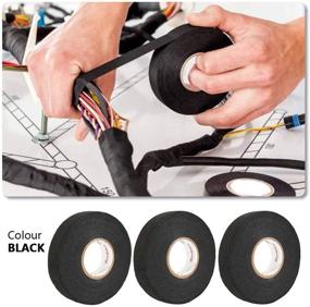 img 1 attached to Automotive Wire Loom Harness Tape - 3 Rolls, Wiring Harness Cloth Tape, High Temperature Resistant Adhesive Fabric Tape (19mm x 13m)