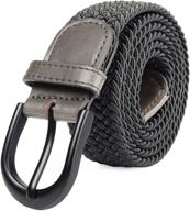 braided stretch elastic buckle leather logo