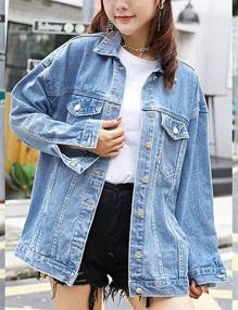 img 1 attached to 👩 Omoone Women's Oversized Denim Jacket - Trendy Fashion Apparel for Women