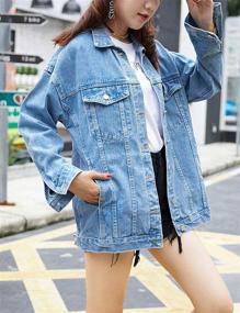 img 2 attached to 👩 Omoone Women's Oversized Denim Jacket - Trendy Fashion Apparel for Women