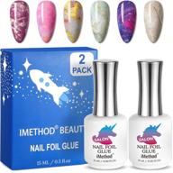 💅 imethod nail foil glue - salon grade foil transfer gel for nails, easy-to-use nail art foil glue, 2-pack 15 ml - perfect for home use logo
