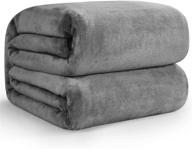 🛏️ hansleep flannel fleece throw blanket: ultra-soft grey plush bed blanket for all seasons - 50x65 throw size логотип