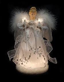 img 2 attached to 🎄 White and Silver Angel Christmas Tree Topper - Vickerman Ice Palace with Clear Lights, 12 inches