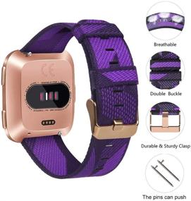 img 3 attached to Ремешок RIOROO Versa Bands / Versa 2 / Versa Lite - совместимый с Fitbit, дышащие тканевые спортивные ремешки для женщин и мужчин, регулируемые запасные браслеты для умных часов Fitbit Versa - аксессуары Versa