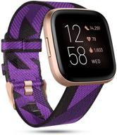 ремешок rioroo versa bands / versa 2 / versa lite - совместимый с fitbit, дышащие тканевые спортивные ремешки для женщин и мужчин, регулируемые запасные браслеты для умных часов fitbit versa - аксессуары versa логотип