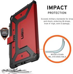 img 2 attached to 📱 URBAN ARMOR GEAR UAG iPad Case 10.2-inch (9th Gen, 2021) & (8th Gen, 2020) - Metropolis Rugged Heavy Duty Protective Cover with Pencil Holder - Magma