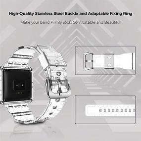 img 2 attached to Notocity Bands Compatible With Fitbit Blaze Soft TPU Fitbit Blaze Bands For Women Replacement Sport Wristband With Protective Frame For Fitbit Blaze Smart Watch Strap Men(Transparent，Silver Buckle)