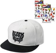 black panther snapback hat bundle for kids and teens - marvel shop superhero hats (superhero snapback), 8" - includes avengers stickers logo