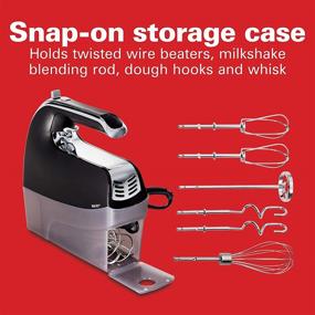 img 2 attached to 🔌 Hamilton Beach Electric Hand Mixer: Snap-On Case, Twisted Beaters, Milkshake Rod, Dough Hook, Whisk, 6-Speed, Black – Ultimate Kitchen Companion