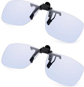 img 2 attached to Enhance Your Digital Experience with 2 Pack Blue Light Clip On Glasses by Read Optics: Anti-Glare, UV Protection, and Easy Attachment!