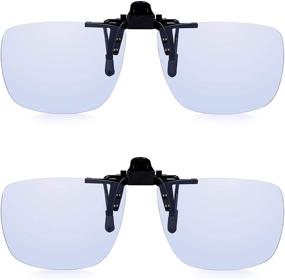 img 4 attached to Enhance Your Digital Experience with 2 Pack Blue Light Clip On Glasses by Read Optics: Anti-Glare, UV Protection, and Easy Attachment!