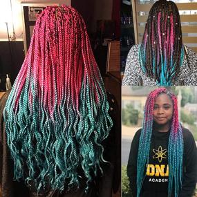 img 3 attached to 🌈 Оптимизированный для SEO: SONNET Ombre Braiding Hair Kanekalon 3 пакета/лот 300 г - Цветные волосы-наращивание косичками Jumbo Braid Hair Box Twist Crochet Braiding Hair в оттенках персиково-красного и озерно-синего