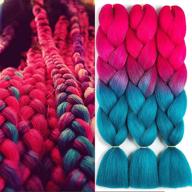 🌈 оптимизированный для seo: sonnet ombre braiding hair kanekalon 3 пакета/лот 300 г - цветные волосы-наращивание косичками jumbo braid hair box twist crochet braiding hair в оттенках персиково-красного и озерно-синего логотип