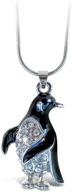 puzzled black penguin necklace: stylish 18 inch silver chain jewelry with rhinestone-studded pendant for girls, teens, and women's fashion neck accessory: perfect for casual and formal attire, ocean marine life theme logo