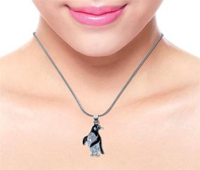 img 3 attached to Puzzled Black Penguin Necklace: Stylish 18 Inch Silver Chain Jewelry with Rhinestone-Studded Pendant for Girls, Teens, and Women's Fashion Neck Accessory: Perfect for Casual and Formal Attire, Ocean Marine Life Theme