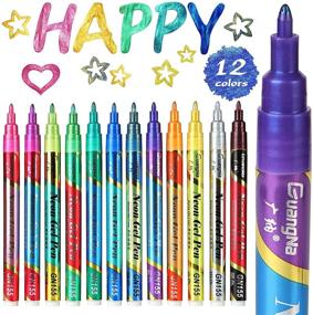 img 3 attached to ✨ Sparkling Glitter Metallic Paint Pens - Set of 12 Water-Based Markers for Art Drawing, Greeting Cards, Rock Painting, Posters, DIY Albums, Scrapbook Crafts, Mugs, and Wood